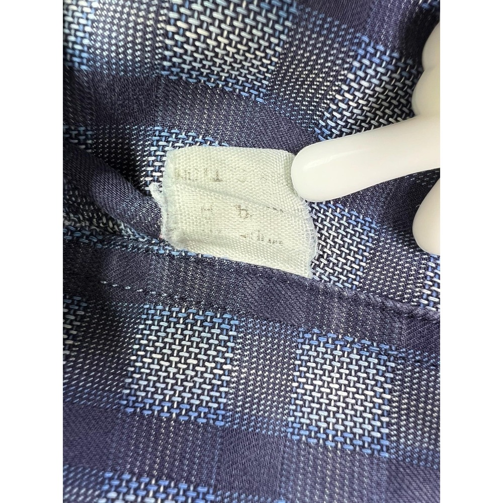 Ermenegildo Zegna Shirt Mens XL Blue Check Plaid Button Front Long Sleeve - Picture 5 of 9
